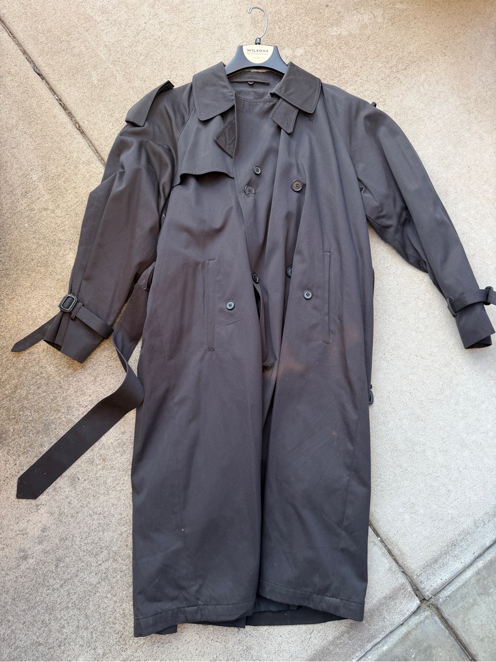 Vintage Weatherfair Trench Coat Mens 42 Short Black Double Breasted raincoat